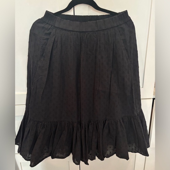 J.Crew Black Clip Dot Cotton Tiered Midi Skirt G3808 Size 2 - Picture 2 of 3